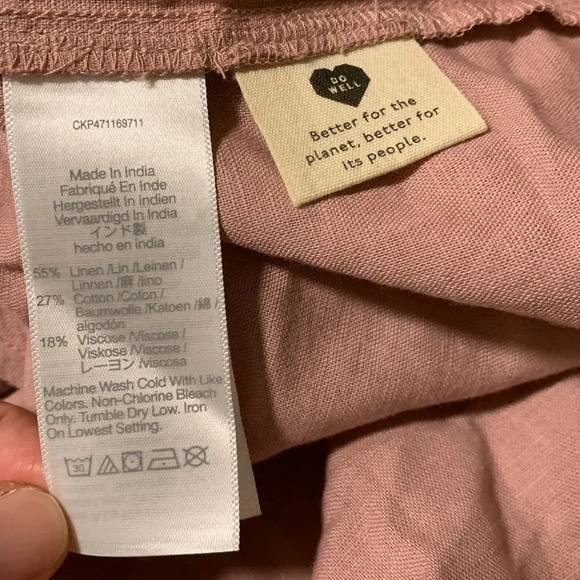 MADEWELL Linen Blend V-Neck Button Front Mini Dress in Antique Coral - Picture 7 of 9